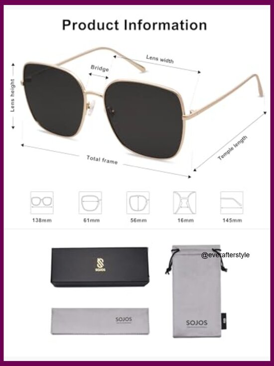 Oversized Square Metal Frame Sunglasses UV400 Protection Retro Style